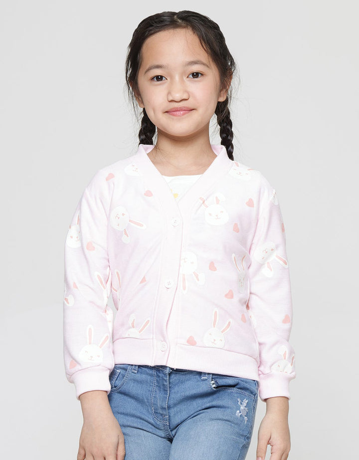Little M Rabbit Print Cardigan for Girls