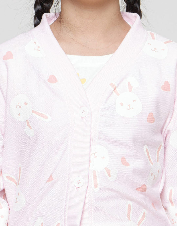 Little M Rabbit Print Cardigan for Girls