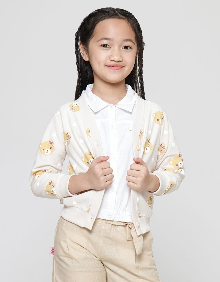 Little M Bear Print Cardigan for Girls
