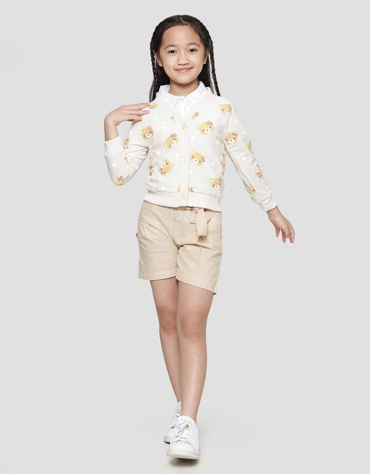 Little M Bear Print Cardigan for Girls