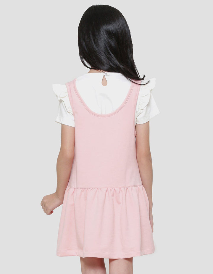 Little M Aplikasi Flamingo Midi Dress Overall Anak Perempuan