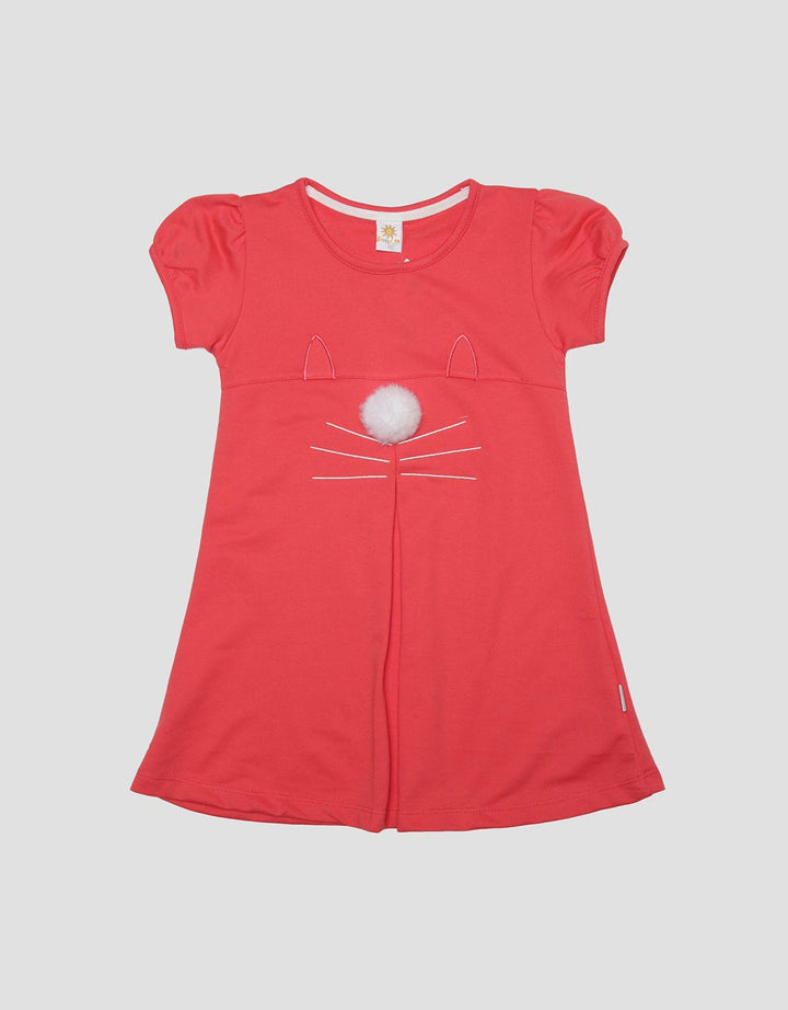 Little M Pompom Chest Midi Dress Anak Perempuan