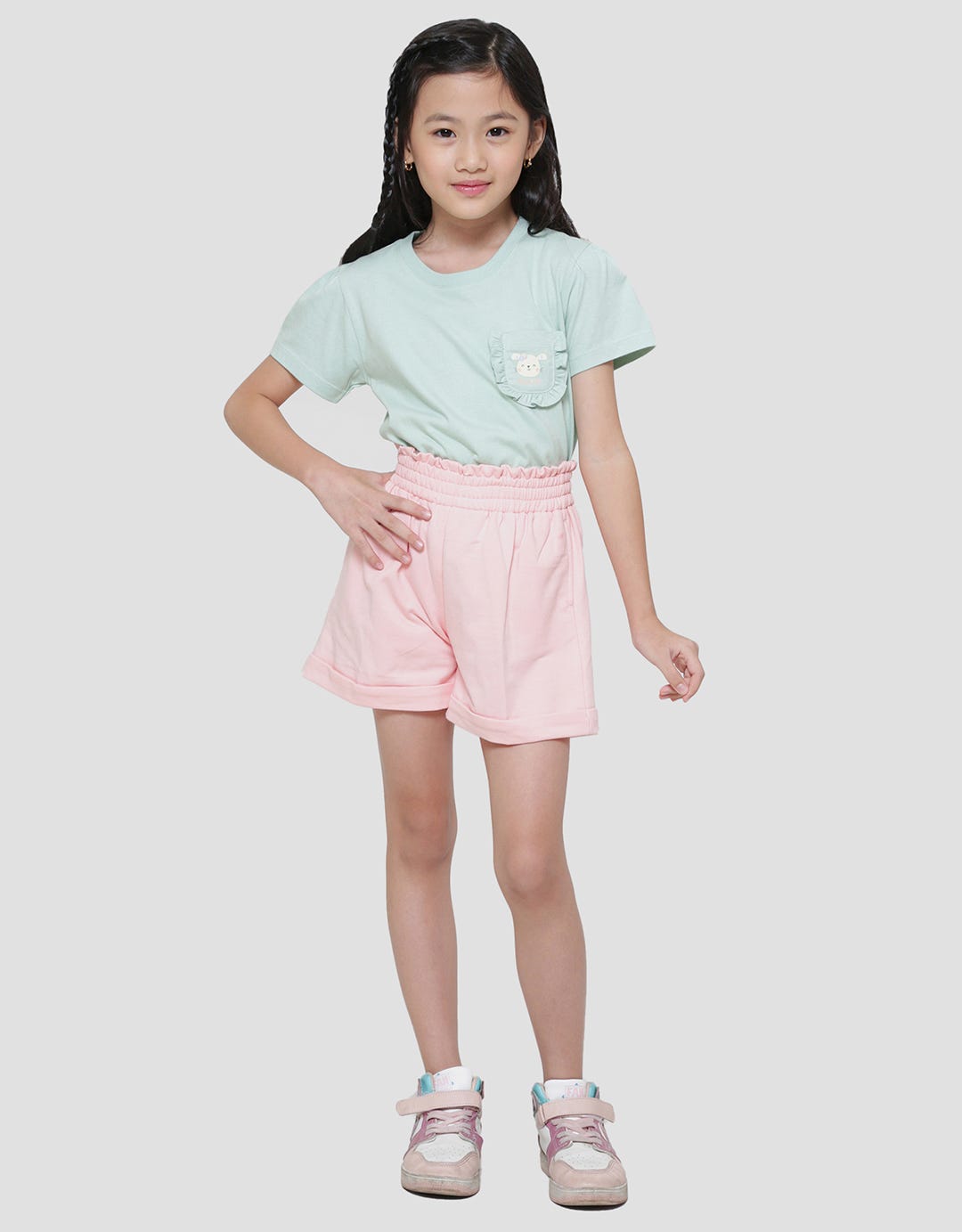 Little M Terry Paperbag Lipat Bawah Celana Pendek Anak Perempuan