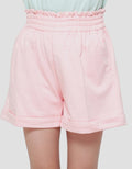 Little M Terry Paperbag Fold Down Girls Shorts