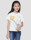 Little M Big Rainbow With 3 Animals Girls Short Sleeve T-shirt