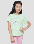 Little M Rabbit And Bear With Rainbow Kaos Lengan Pendek Anak Perempuan