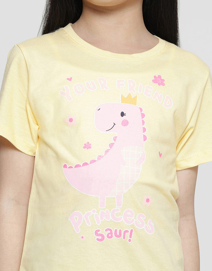 Little M Dino 4 Kaos Lengan Pendek Anak Perempuan