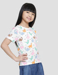 Little M Dino Print Kaos Lengan Pendek Anak Perempuan