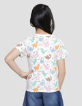 Little M Dino Print Kaos Lengan Pendek Anak Perempuan