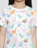 Little M Dino Print Kaos Lengan Pendek Anak Perempuan