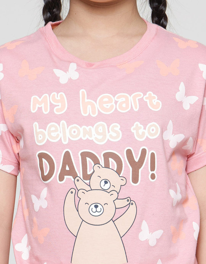 Little M Valentine My Heart Belongs To Daddy Girls T-Shirt