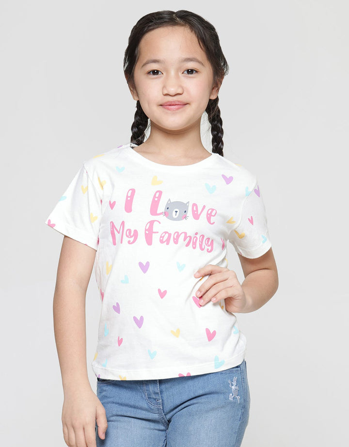 Little M Kaos Lengan Pendek Anak Perempuan Print Valentine I Love My Family