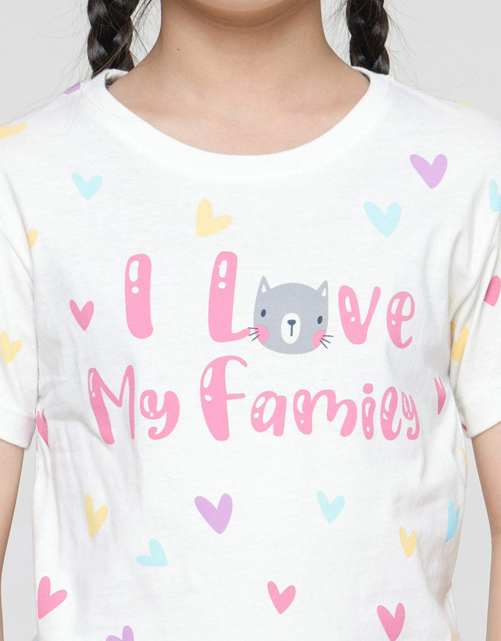 Little M Kaos Lengan Pendek Anak Perempuan Print Valentine I Love My Family