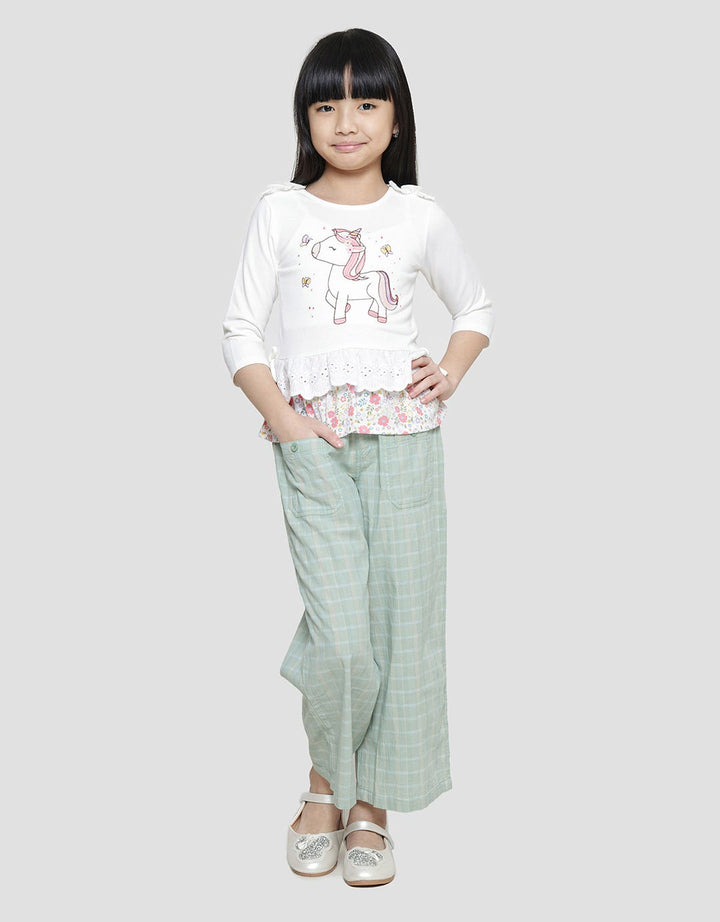 Little M Unicorn Embroidery Lace Combination Long Sleeve T-shirt for Girls