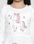 Little M Unicorn Embroidery Lace Combination Long Sleeve T-shirt for Girls