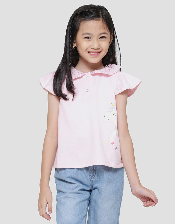 Little M Unicorn Uniflow App Girls Short Sleeve T-Shirt