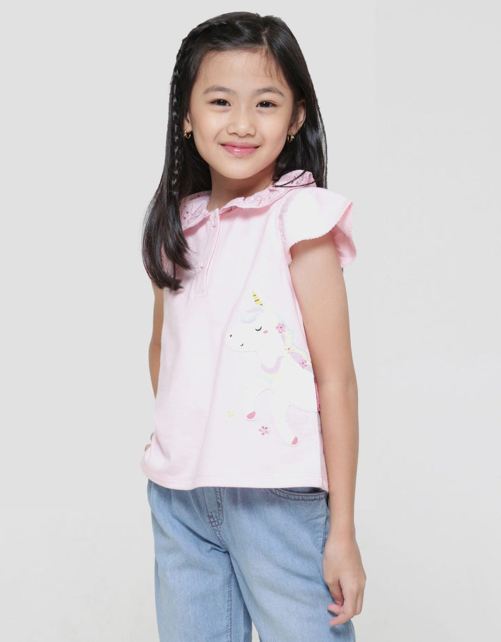 Little M Unicorn Uniflow App Girls Short Sleeve T-Shirt