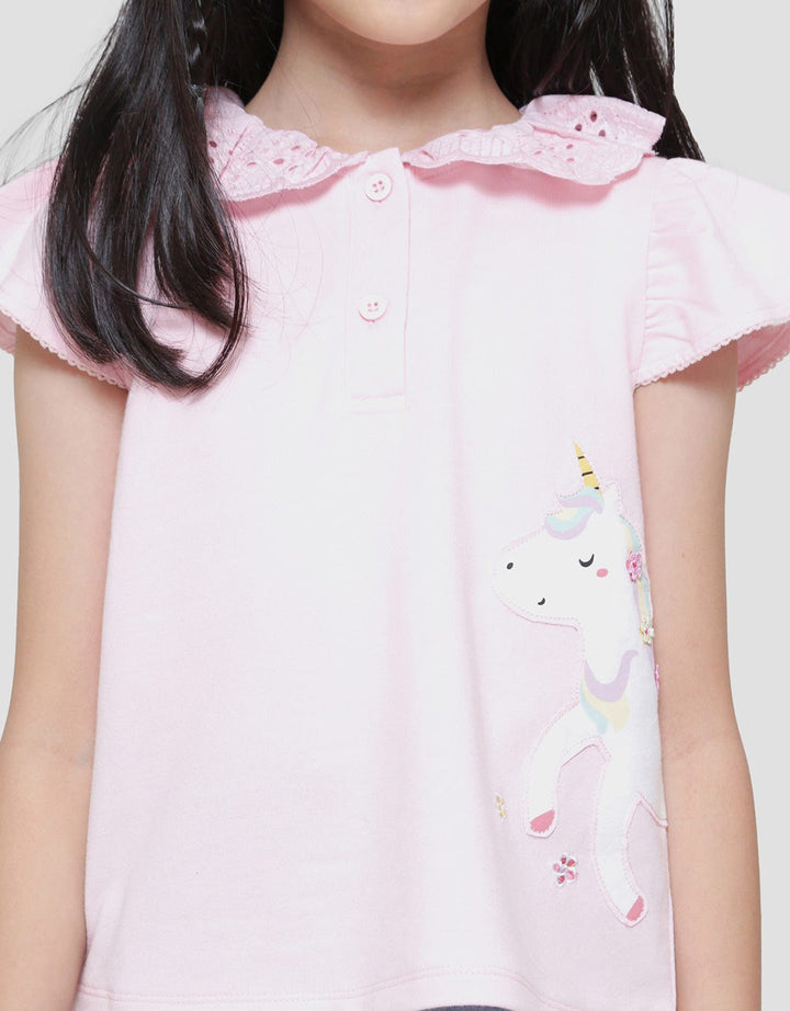 Little M Unicorn Uniflow App Girls Short Sleeve T-Shirt