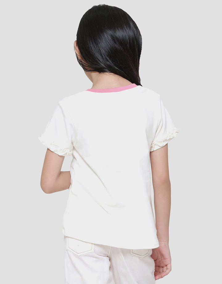 Little M Boxes Aplikasi Kaos Lengan Pendek Anak Perempuan