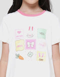 Little M Boxes Aplikasi Kaos Lengan Pendek Anak Perempuan