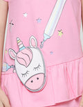 Little M Midi Dress Lengan Pendek Tas Unicorn Anak Perempuan