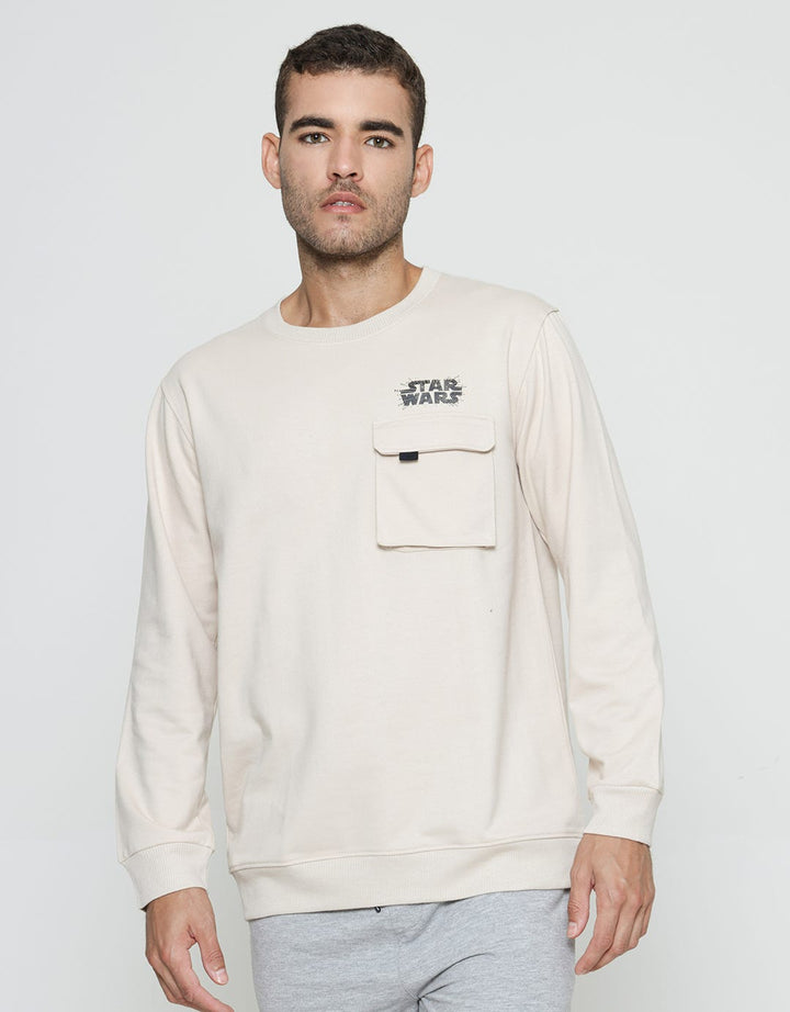 Star Wars Logo Printed Men's Sweater With One Folded Pocket