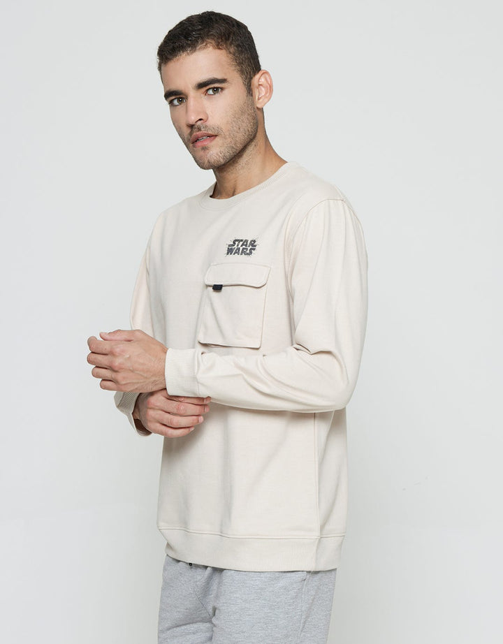 Star Wars Logo Printed Men's Sweater With One Folded Pocket