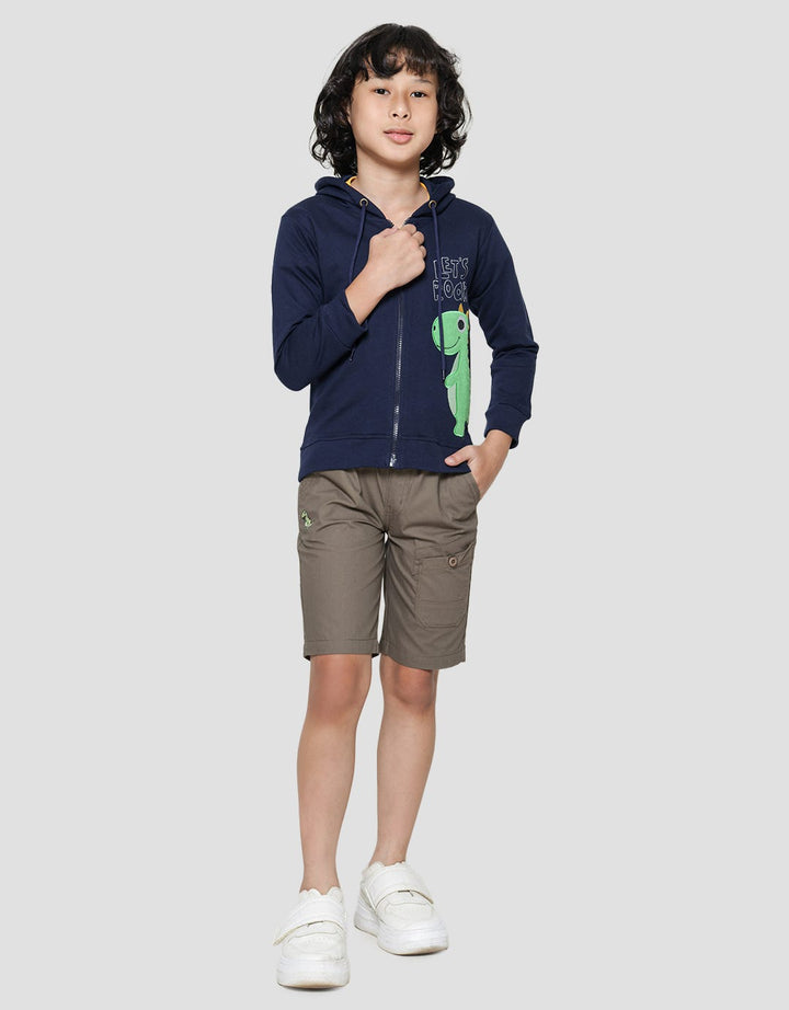 Little M Dino Aplikasi Jaket Terry Anak Laki-Laki