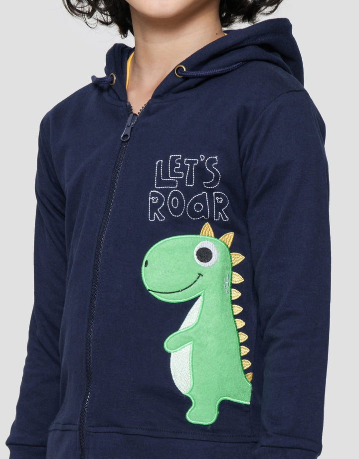 Little M Dino Aplikasi Jaket Terry Anak Laki-Laki
