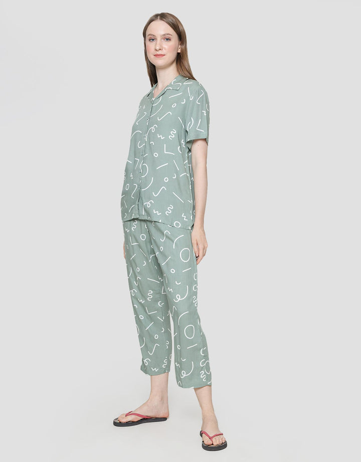 Nevada Short Sleeve Pyjama Celana Wanita Memphis Minimalis