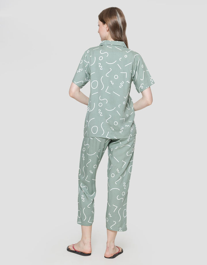 Nevada Short Sleeve Pyjama Celana Wanita Memphis Minimalis