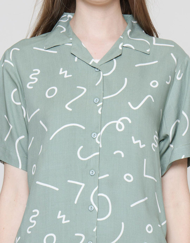 Nevada Short Sleeve Pyjama Celana Wanita Memphis Minimalis