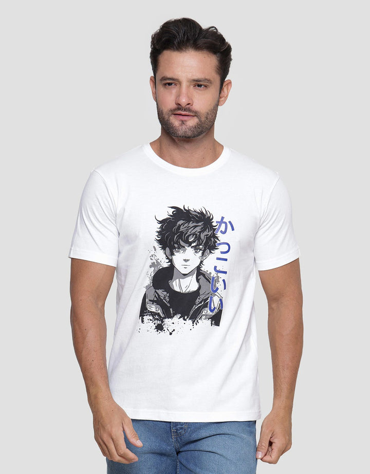 T Zone Anime Print Theme Kaos Casual Pria