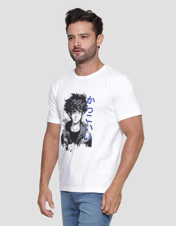 T Zone Anime Print Theme Kaos Casual Pria