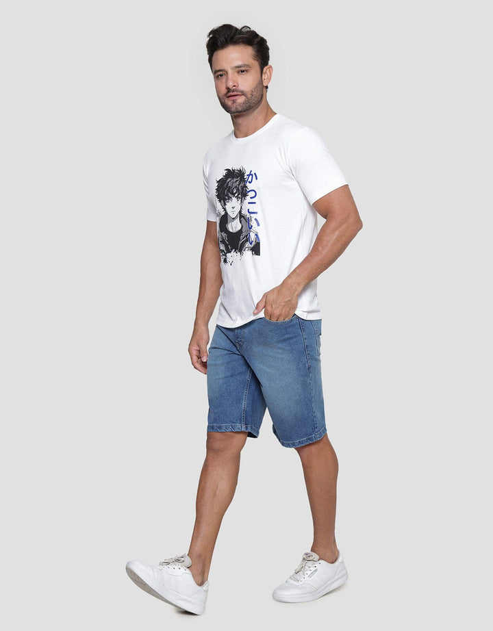 T Zone Anime Print Theme Kaos Casual Pria