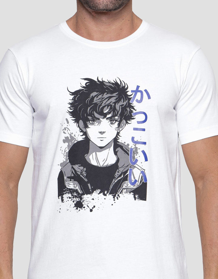 T Zone Anime Print Theme Kaos Casual Pria