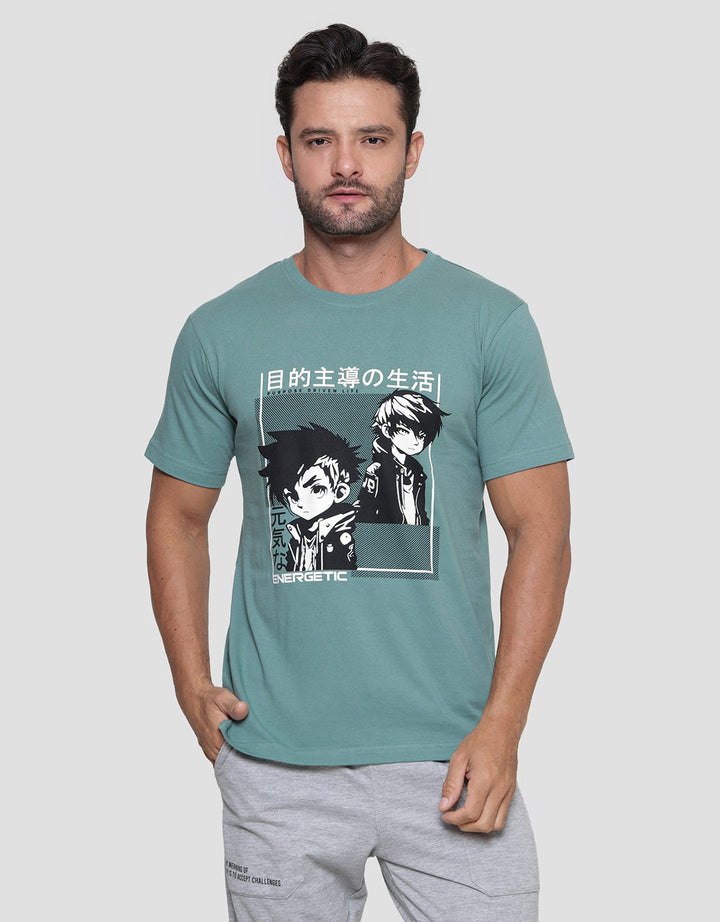 T Zone Energetic Anime Print Men's T-Shirt