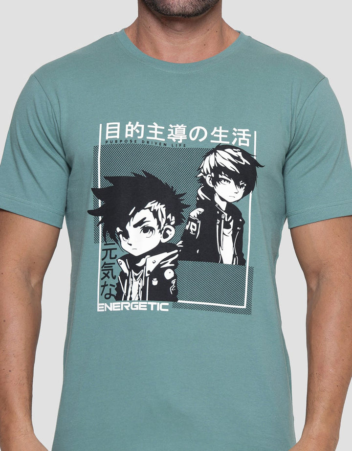 T Zone Energetic Anime Print Men's T-Shirt