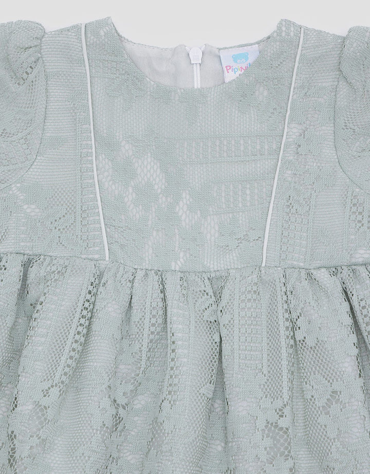 Pipiniko Ruffle Double Lace Midi Dress for Girls