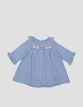Pipiniko Midi Dress Ruffle Colar Knit Denim Anak Perempuan