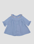 Pipiniko Midi Dress Ruffle Colar Knit Denim Anak Perempuan