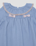 Pipiniko Midi Dress Ruffle Colar Knit Denim Anak Perempuan