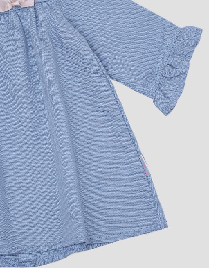 Pipiniko Midi Dress Ruffle Colar Knit Denim Anak Perempuan