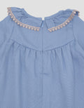 Pipiniko Midi Dress Ruffle Colar Knit Denim Anak Perempuan