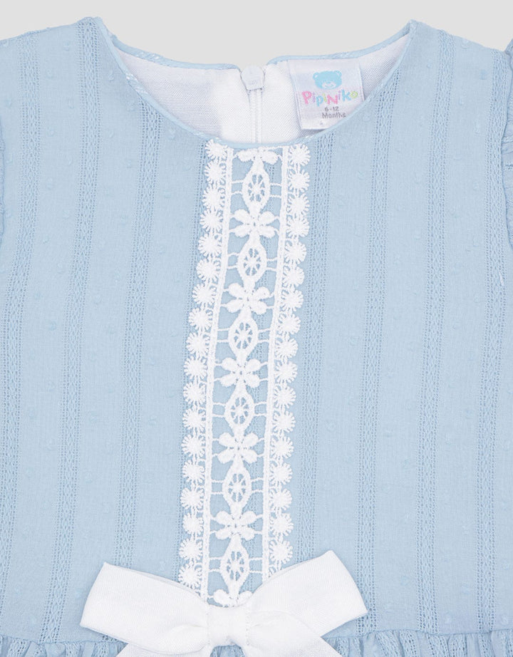 Pipiniko Textured Lace Vertical Midi Dress for Girls