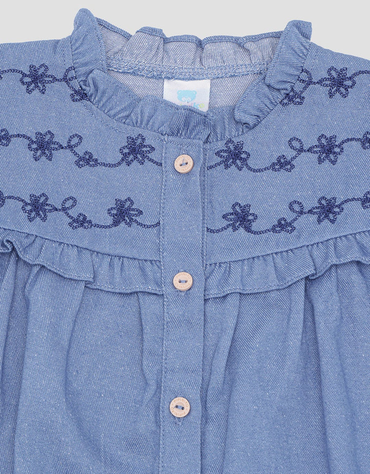 Pipiniko Chambray Ruffle Kaos Anak Bayi