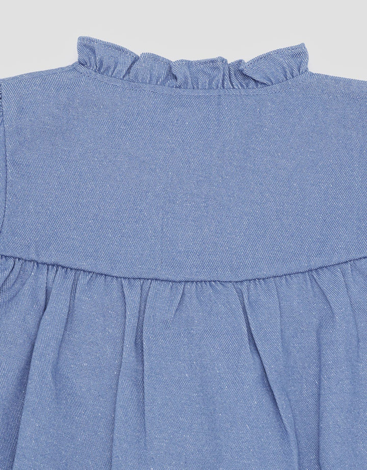 Pipiniko Chambray Ruffle Kaos Anak Bayi