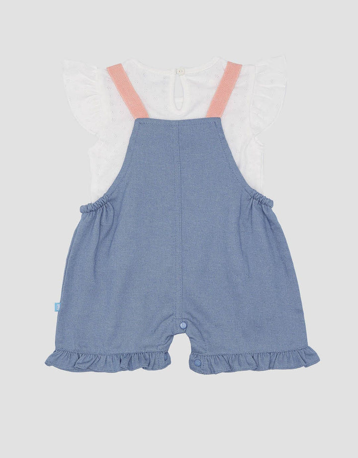 Pipiniko Embroidery Flower Romper Set Anak Perempuan