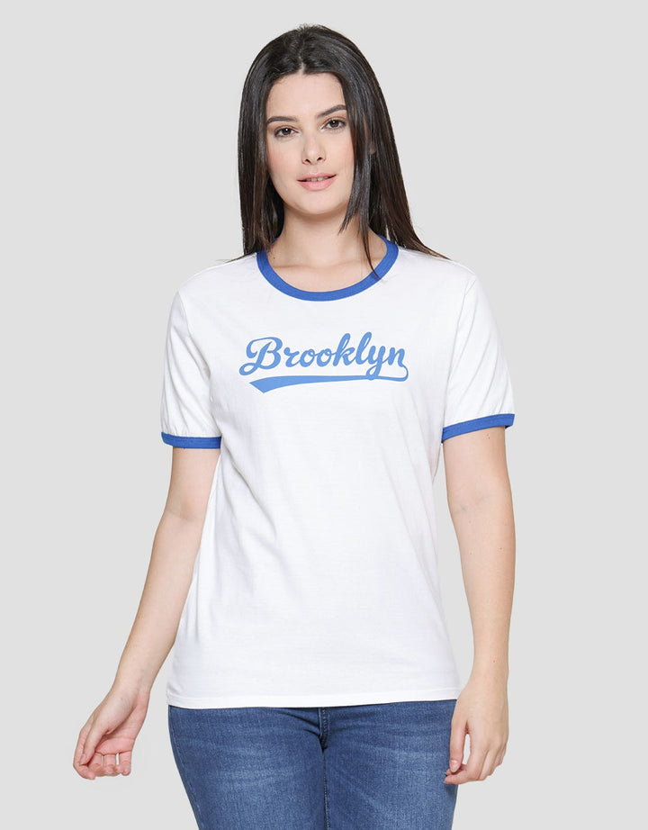 Nevada Kaos Lengan Pendek Wanita Print Ringer Brooklyn