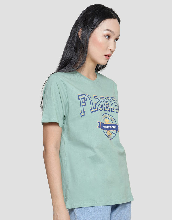 Nevada Florida Print Kaos Casual Wanita